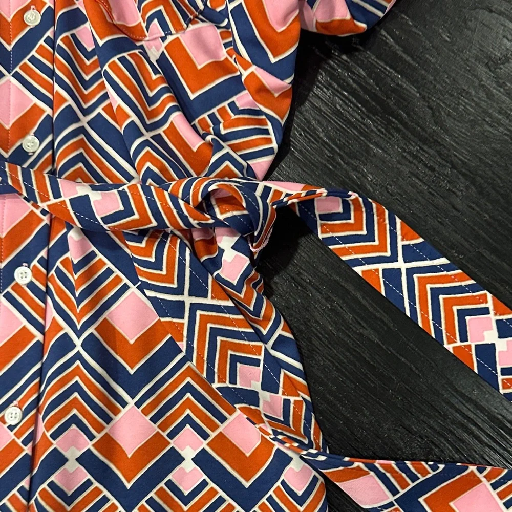 Geometric Long Sleeve Dress - Multicolor - Picture 4 of 4